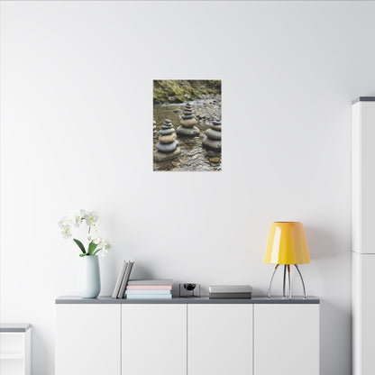 Zen River Stones in Dawn | Karesansui Canvas Art