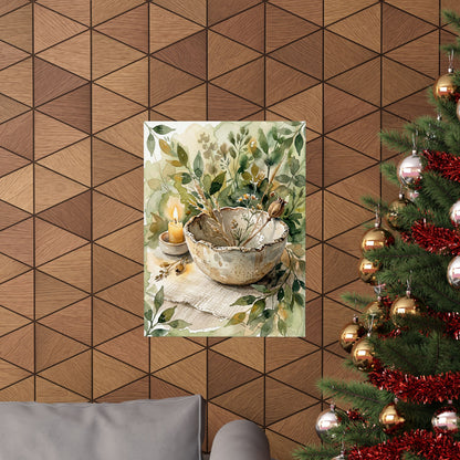 Ceramic Bowl Watercolor Wall Art Print | Neutral Japandi Art