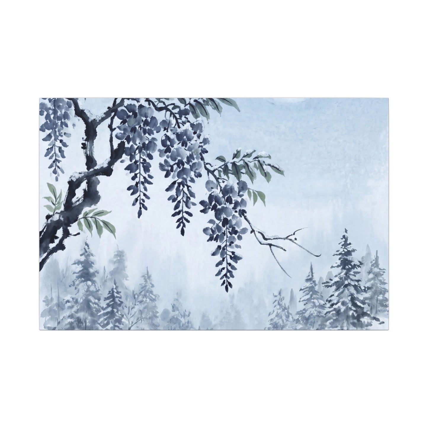 Seijaku Wisteria Canvas Art - Zen Sumi E Art Print