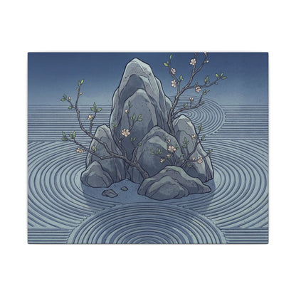 Spring Rock Garden Ukiyo E Inspired Canvas Art | Tranquil Decor