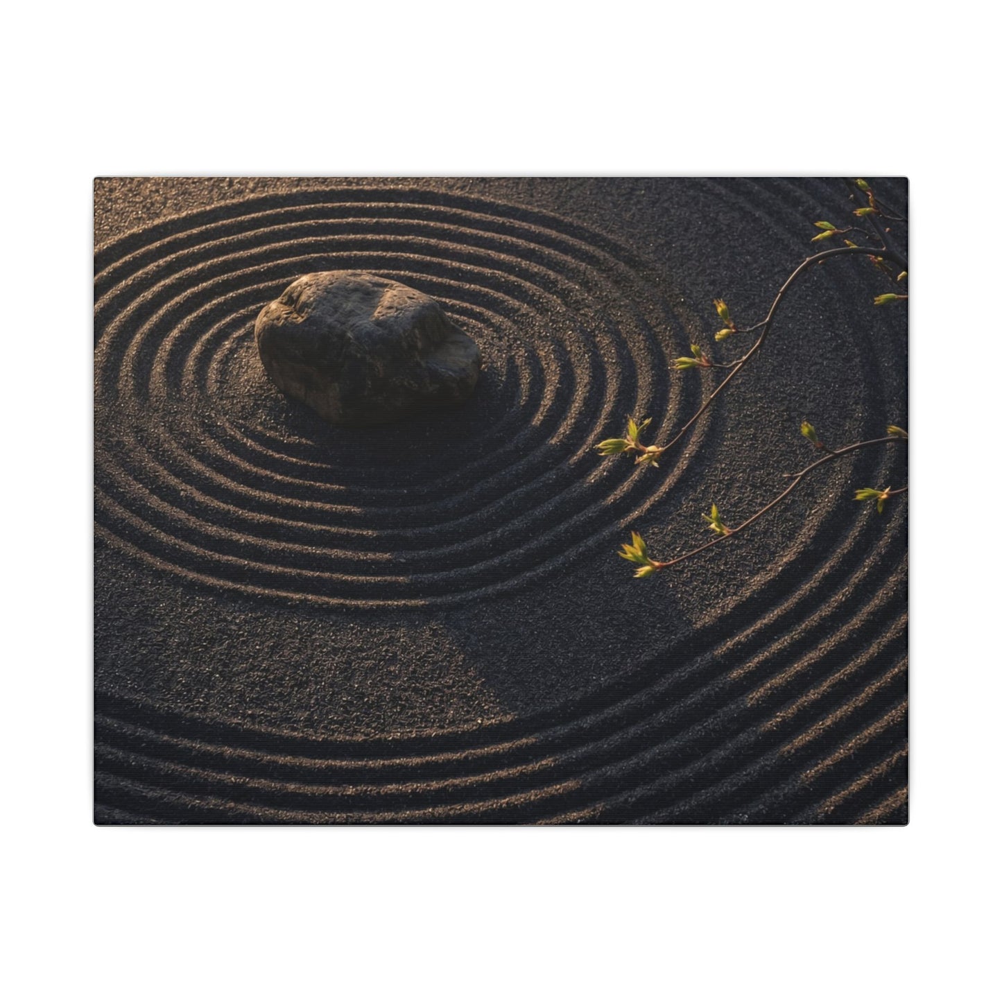 Rock Garden Shadow Zen Canvas Art | Bold Dark Japandi Art