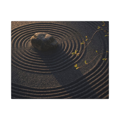 Rock Garden Shadow Zen Canvas Art | Bold Dark Japandi Art