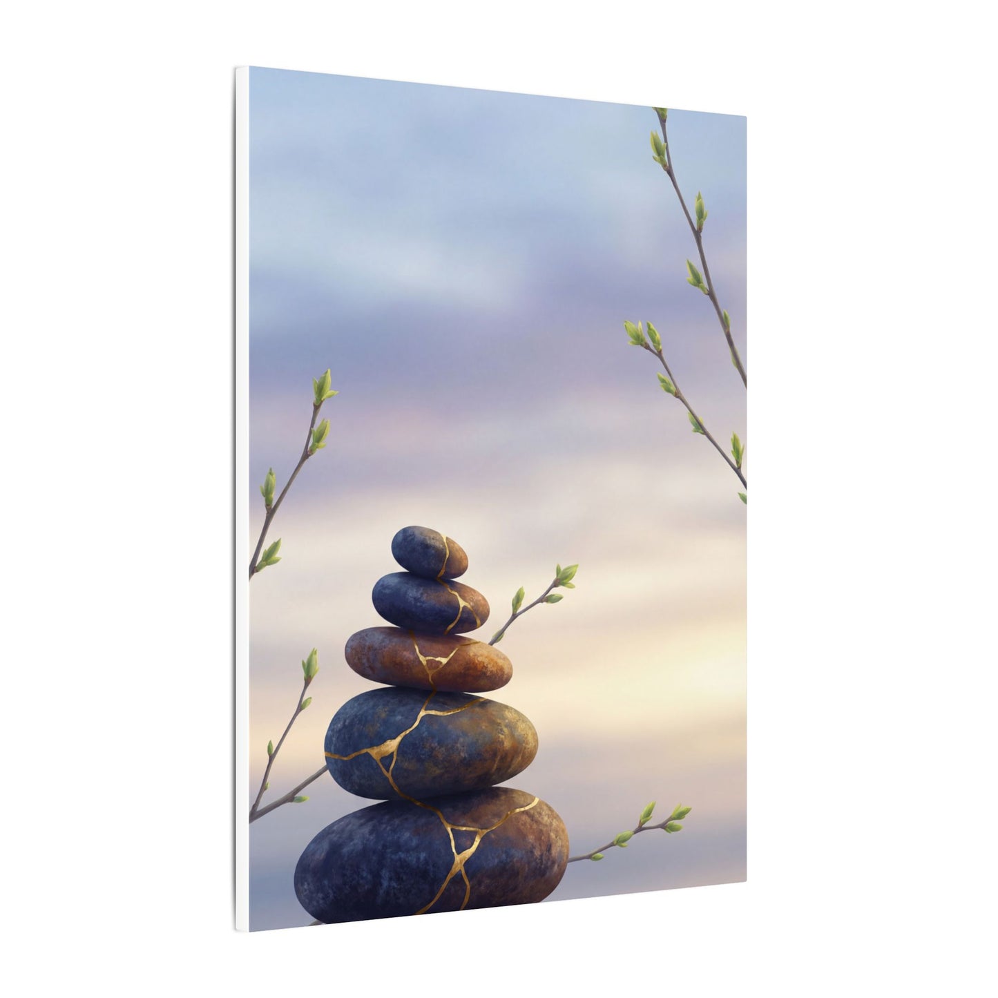 Spring River Stones Gold Vein Canvas Art | Philosophical Decor