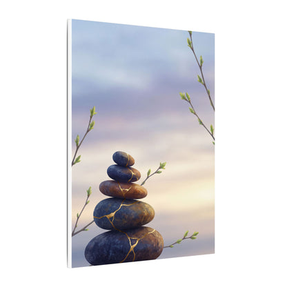Spring River Stones Gold Vein Canvas Art | Philosophical Decor