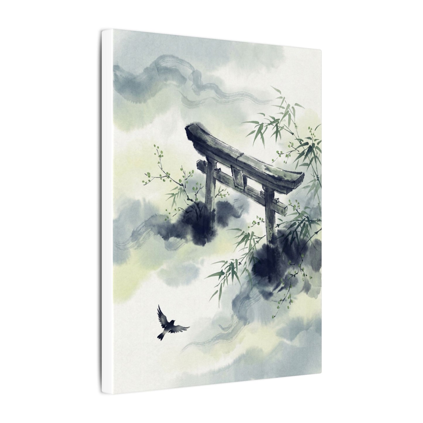 Torii Gate Sumi E Canvas Art | Serene Zen Art