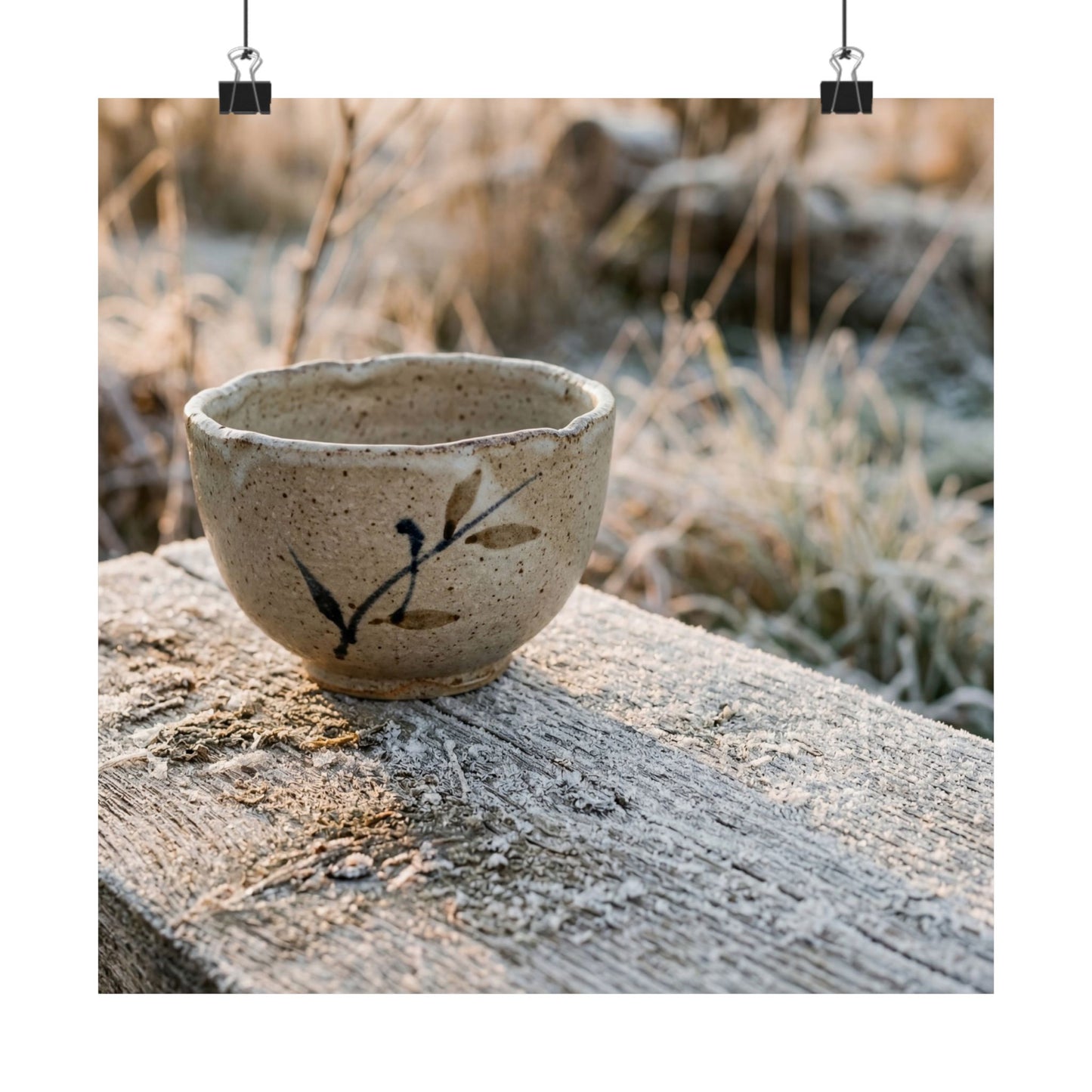 Japandi Ceramic Bowl in Golden Hour | Japanese Pattern Wall Art Print Art Print