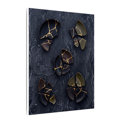 Broken Pottery Canvas Art | Winter Dark Japandi Shadow Zen Art