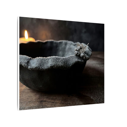 Ceramic Bowl Canvas Art | Winter Dark Japandi Shadow Zen Art