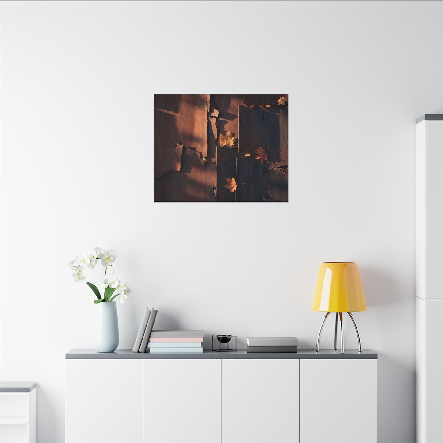 Seijaku Rust Patina Canvas Art - Dark Japandi Shadow Zen