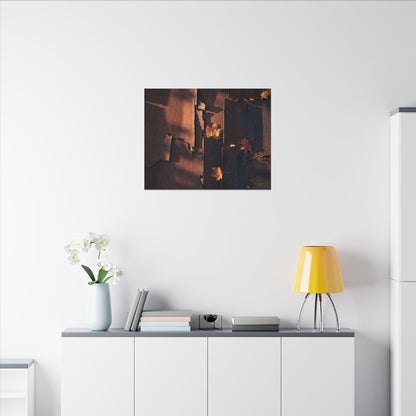 Seijaku Rust Patina Canvas Art - Dark Japandi Shadow Zen