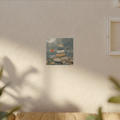 Warm River Stones Canvas Art - Japanese Pattern Japandi