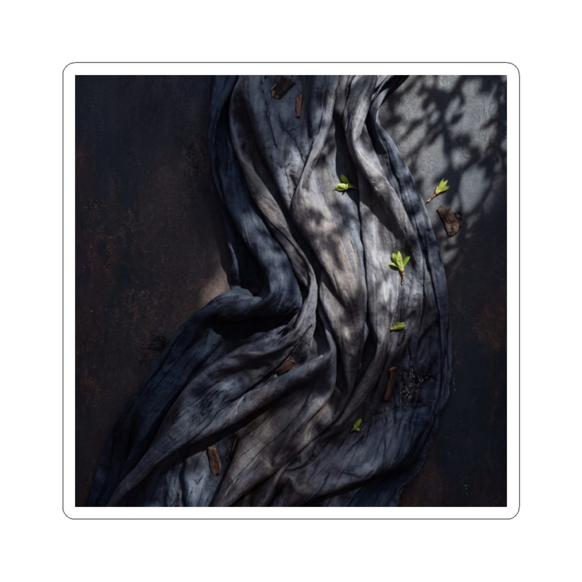 Silk Drape Spring Sticker | Dark Japandi Bold Design