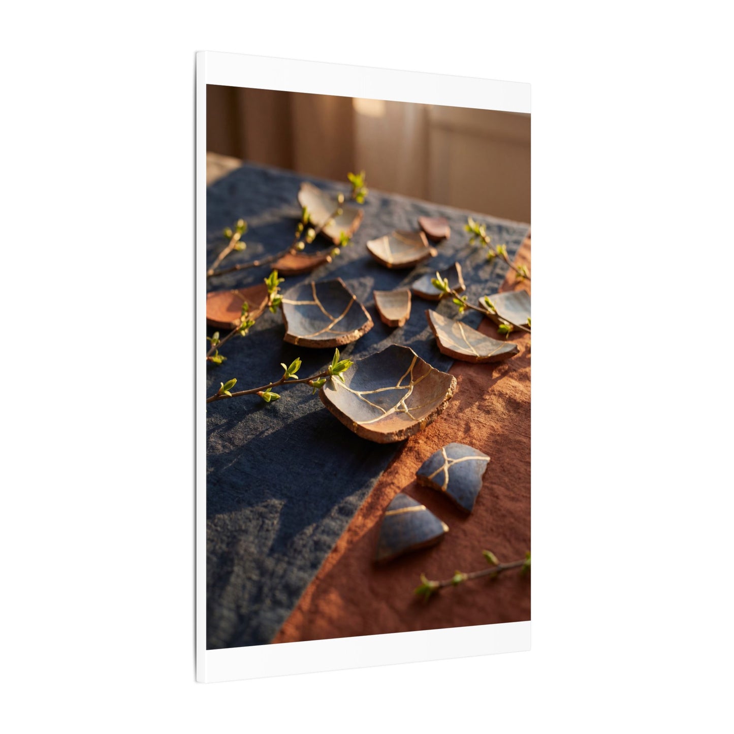 Spring Broken Pottery Gold Vein Canvas Art | Philosophical Decor