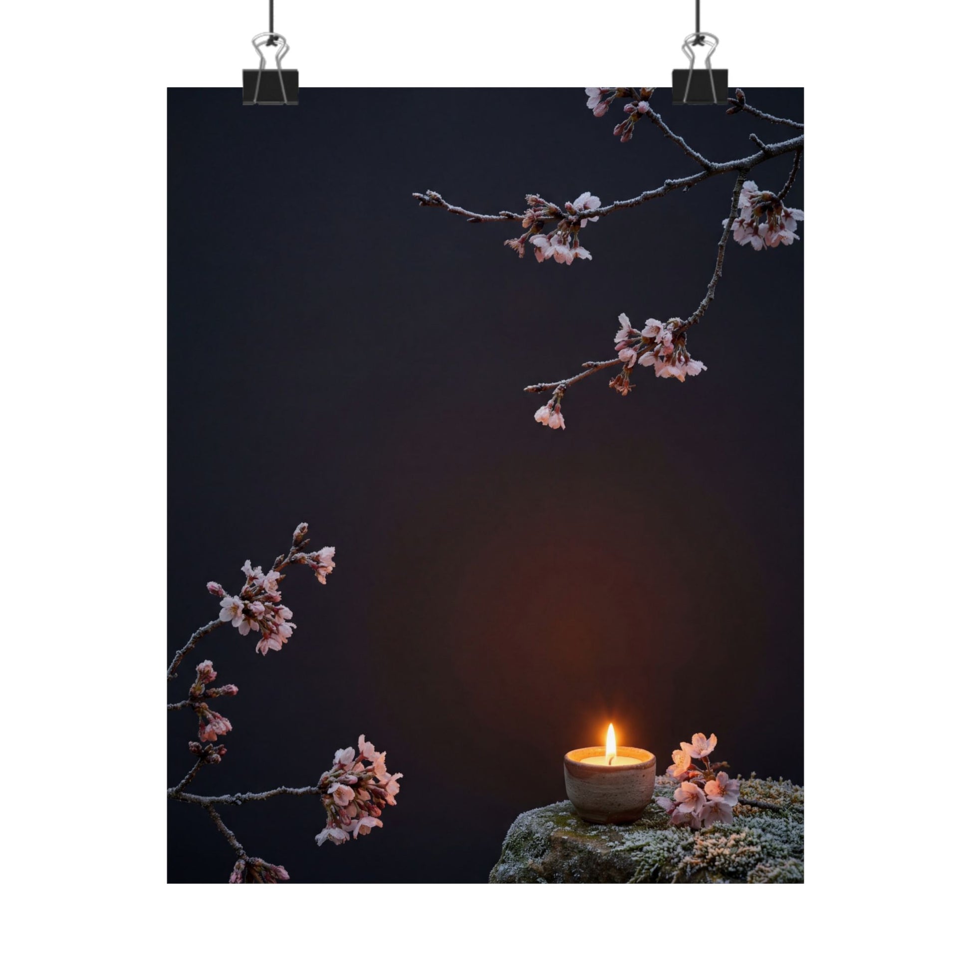 Cherry Blossom Wall Art Print | Winter Dark Japandi Moody Minimal Art Art Print