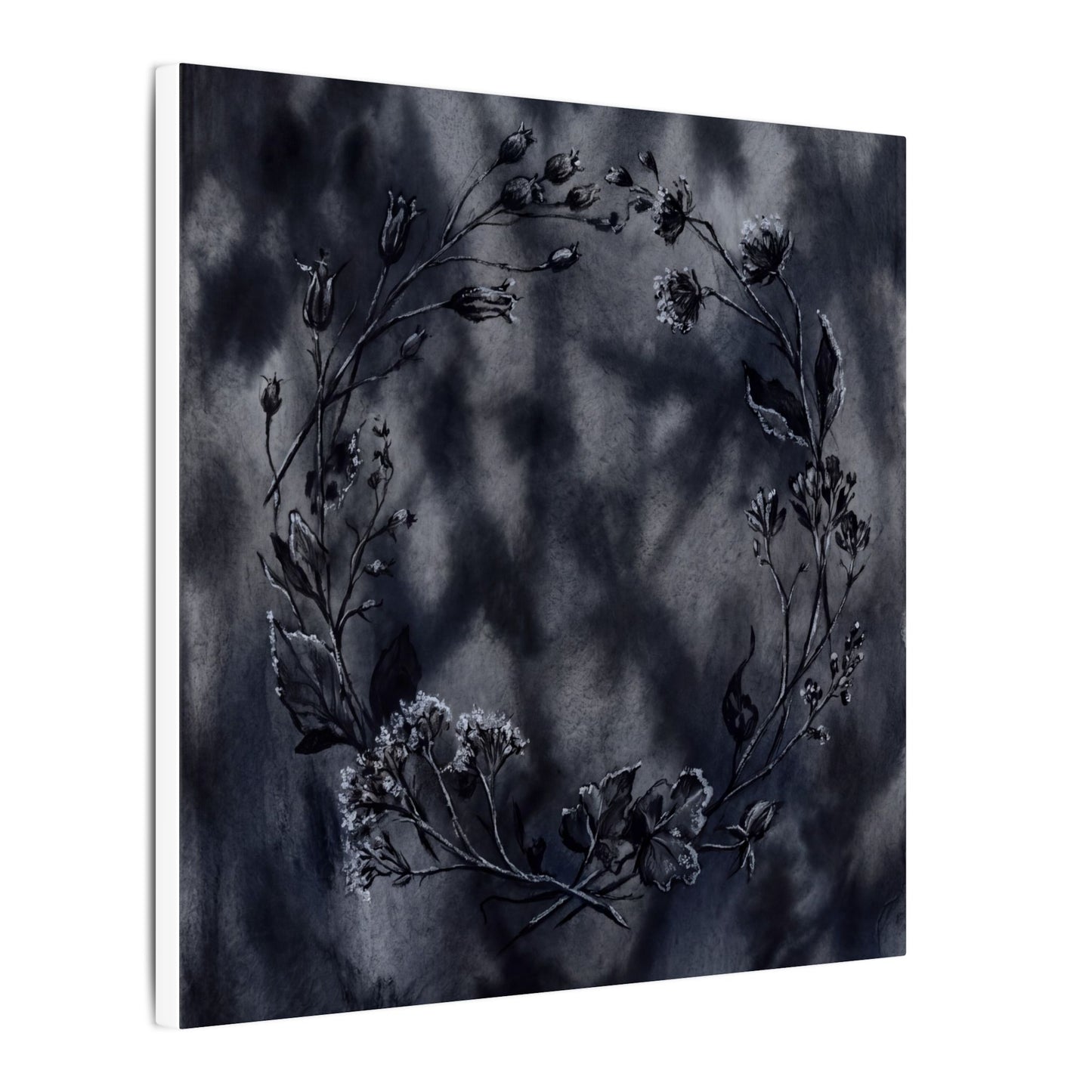 Dried Flowers Canvas Art | Winter Dark Japandi Shadow Zen Art