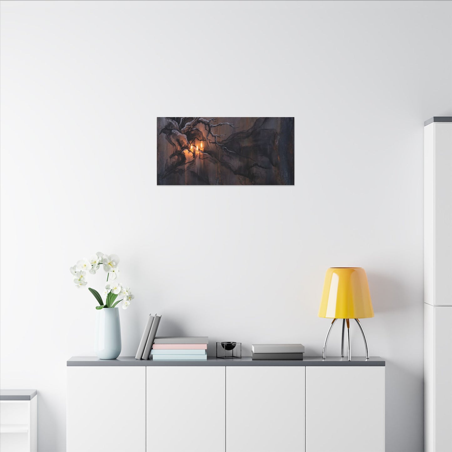 Winter Rust Patina Charcoal Ink Canvas Art | Atmospheric Decor
