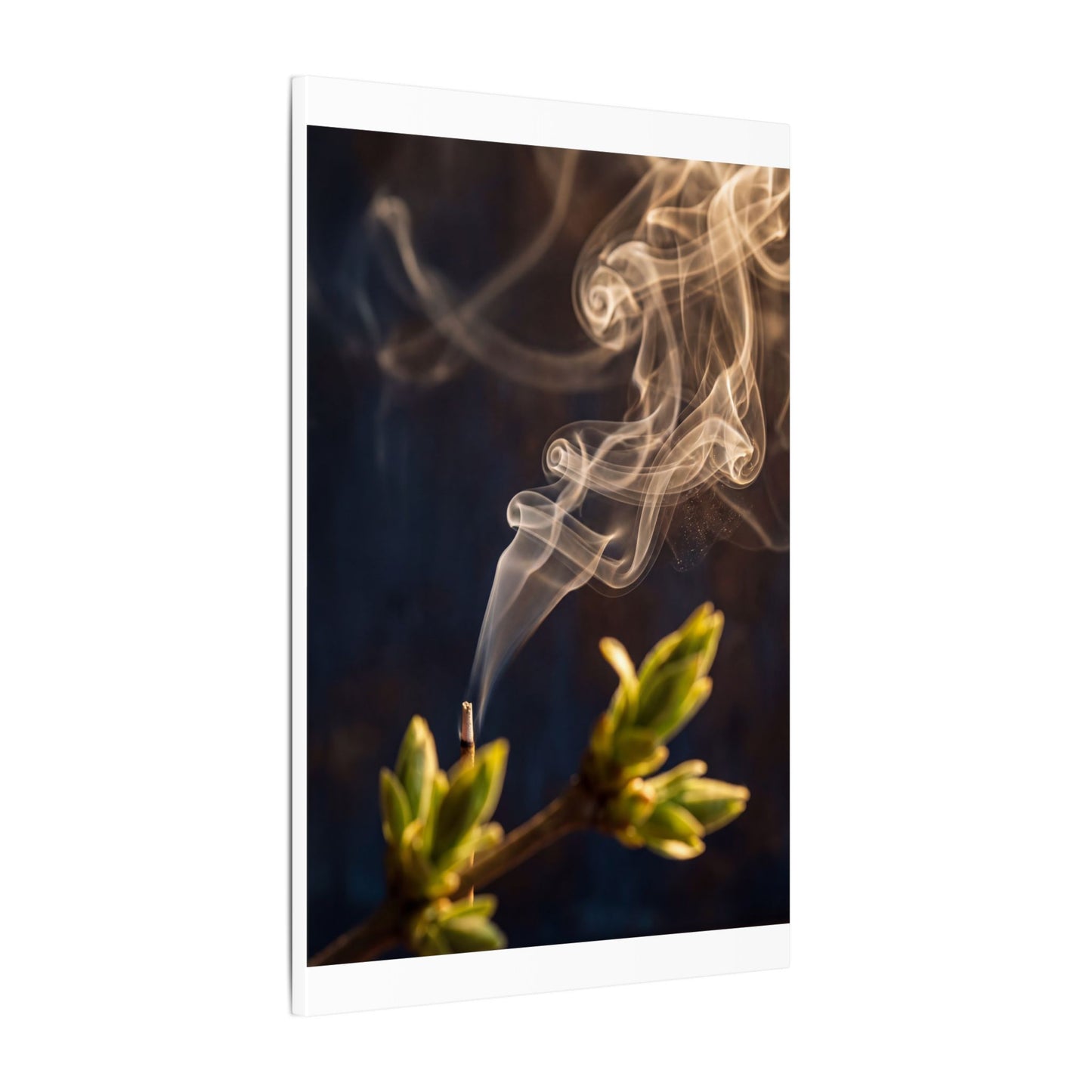 Incense Smoke Spring Canvas Art | Dark Japandi Atmospheric Design