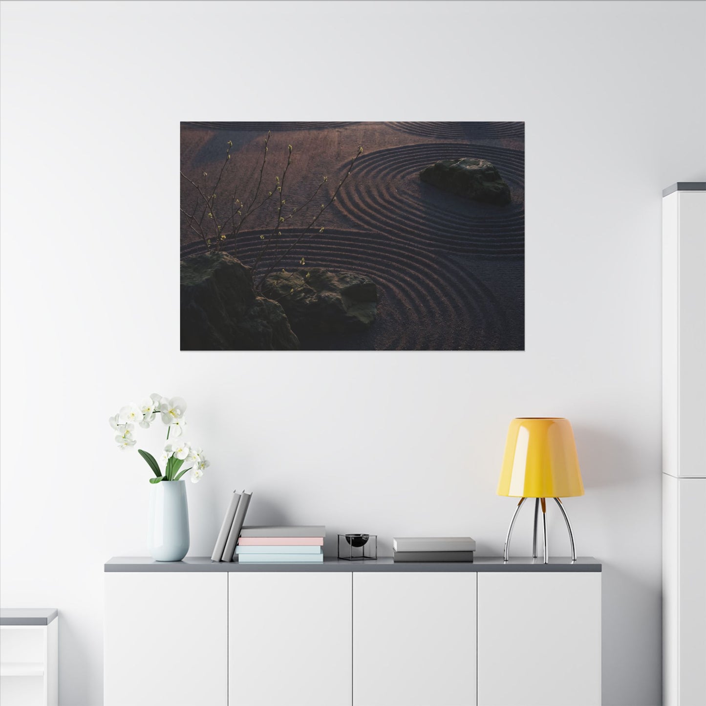 Spring Rock Garden Shadow Zen Canvas Art | Luxurious Decor
