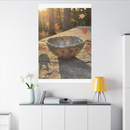 Japandi Ceramic Bowl in Golden Hour | Japanese Pattern Canvas Art