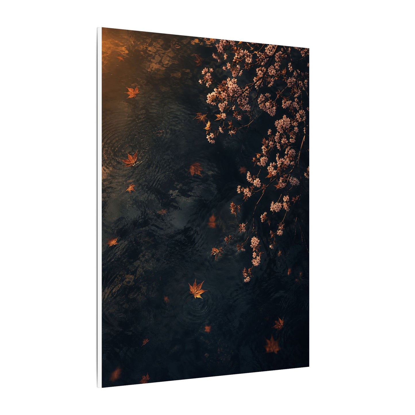 Golden Hour Cherry Blossom Canvas Art - Dark Japandi Kanso