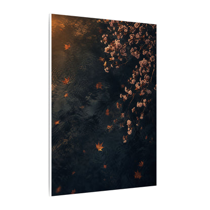 Golden Hour Cherry Blossom Canvas Art - Dark Japandi Kanso