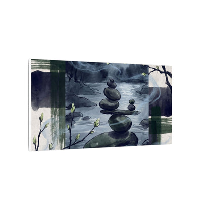 Moonlight River Stones Canvas Art - Zen Shibui