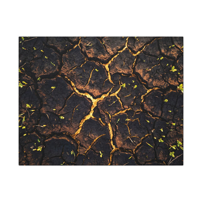 Cracked Earth Moody Minimal Canvas Art | Sophisticated Dark Japandi Art