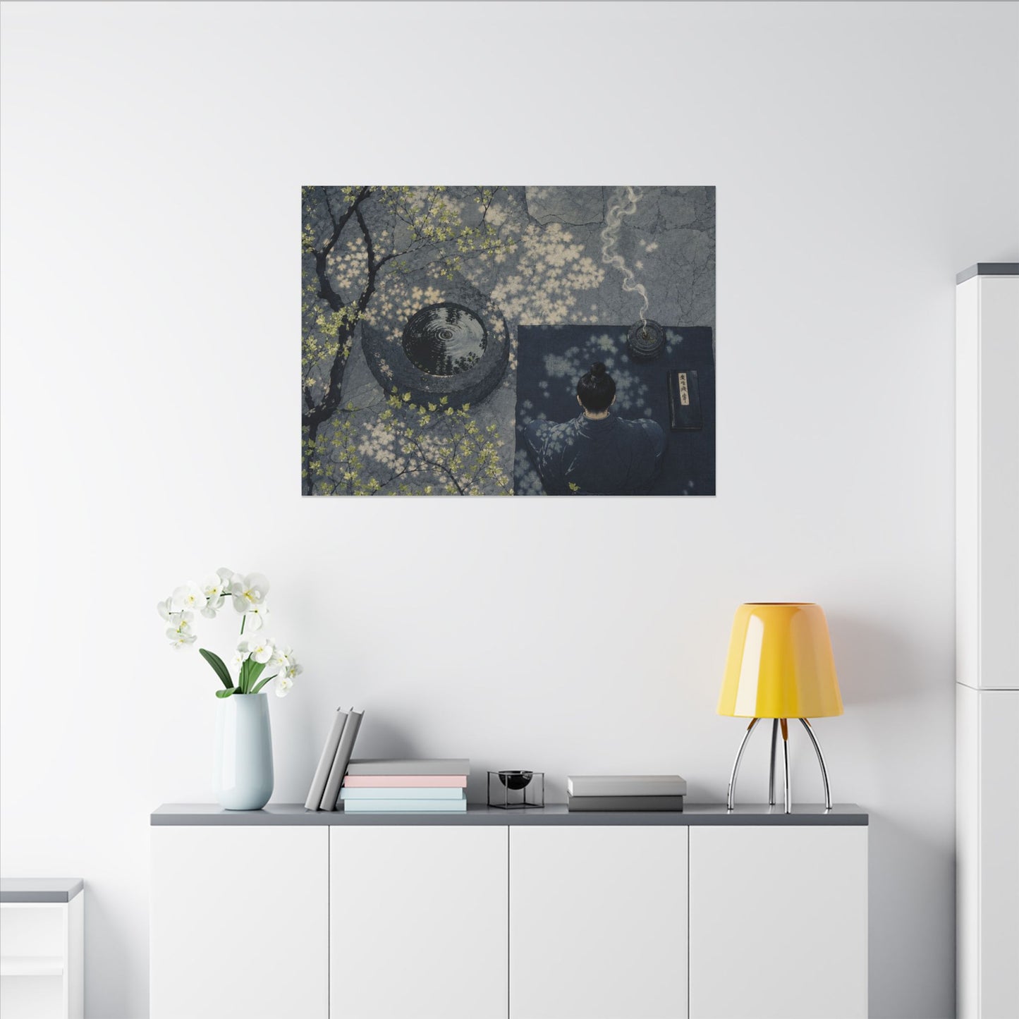 Spring Incense Smoke Ukiyo E Inspired Canvas Art | Tranquil Decor