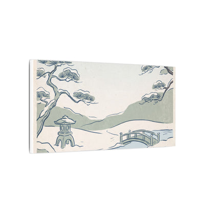Japandi Moonlit Garden in Moonlight | Minimal Line Canvas Art