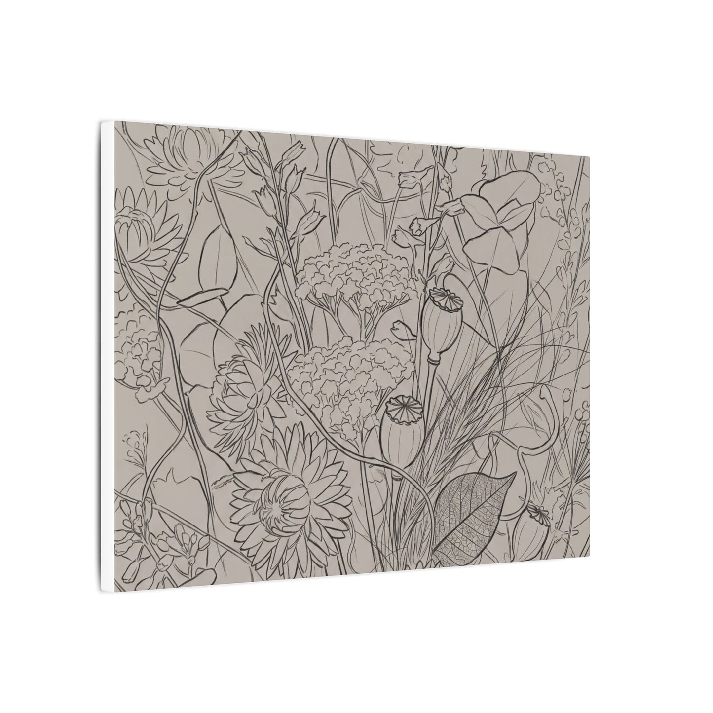 Summer Dried Flowers Minimal Line Canvas Art | Elegant Decor