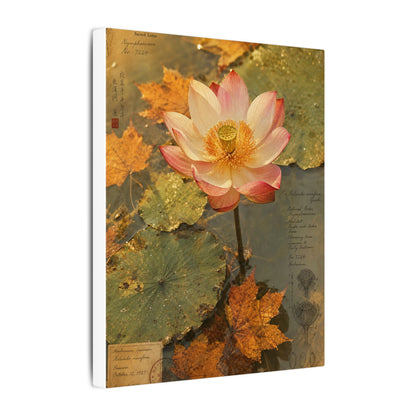 Autumn Lotus Flower Herbarium Canvas Art | Rustic Decor