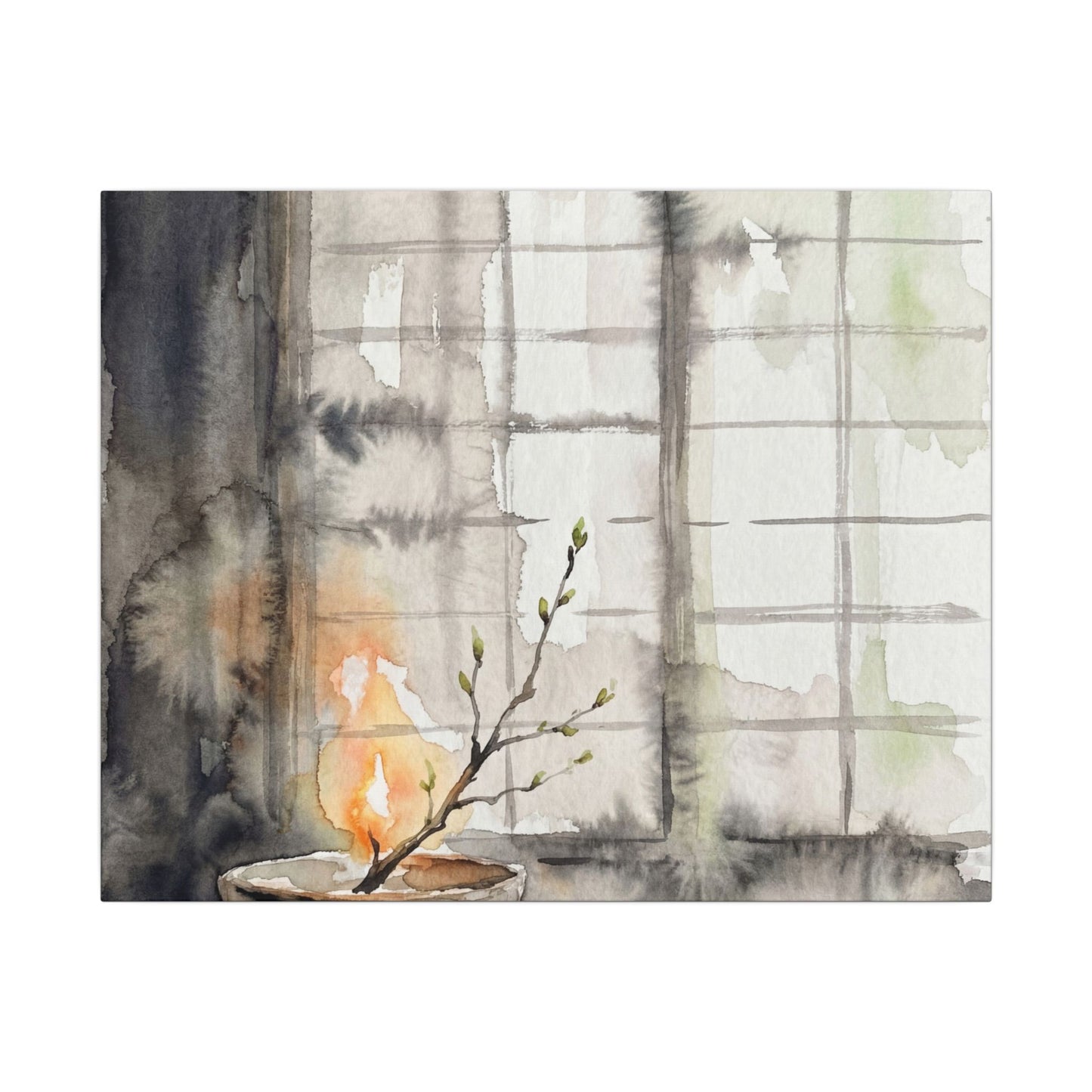 Shoji Screen Canvas Art | Spring Japandi Watercolor Art Art Print
