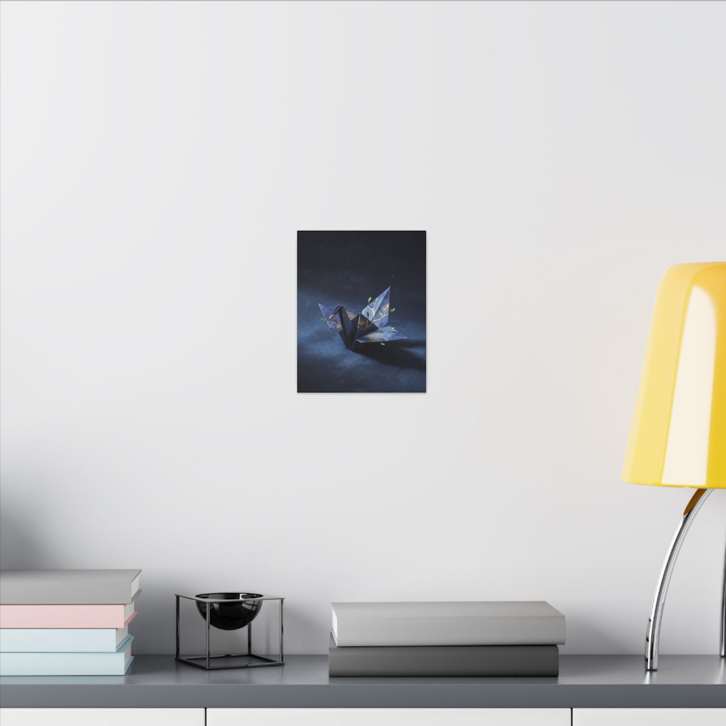 Kintsugi Paper Fold in Moonlight | Crackle Gold Canvas Art