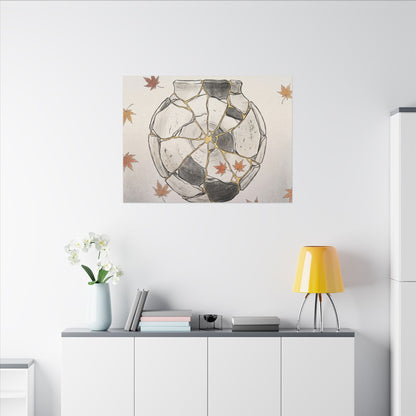 Japandi Broken Pottery in Dawn | Minimal Line Canvas Art