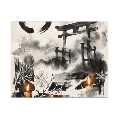 Candlelight Torii Gate Canvas Art - Zen Datsuzoku Art Print