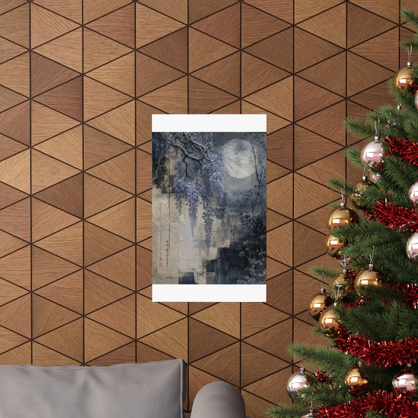 Moonlight Wisteria Wall Art Print - Japandi Seijaku