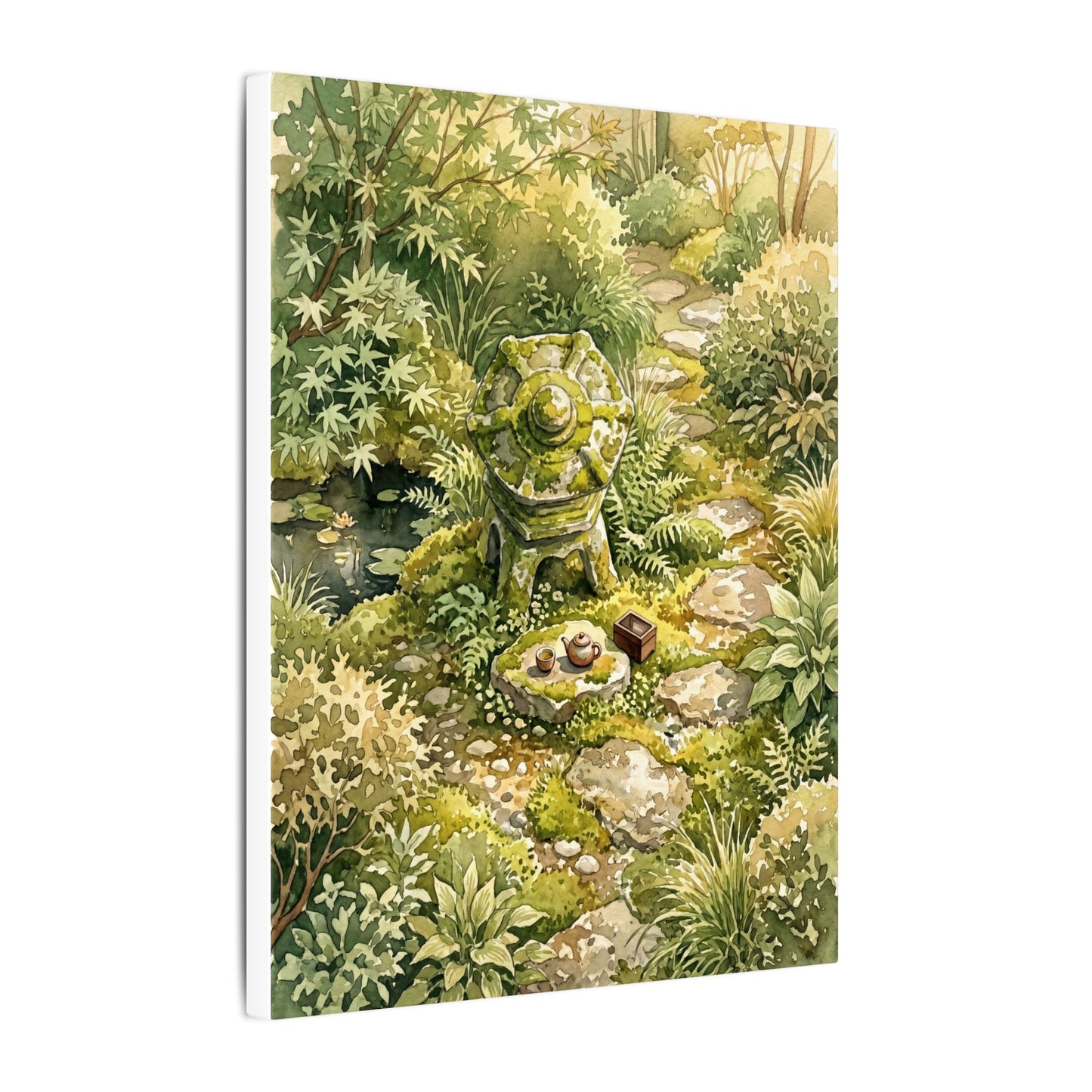 Datsuzoku Stone Lantern Canvas Art - Japandi Watercolor