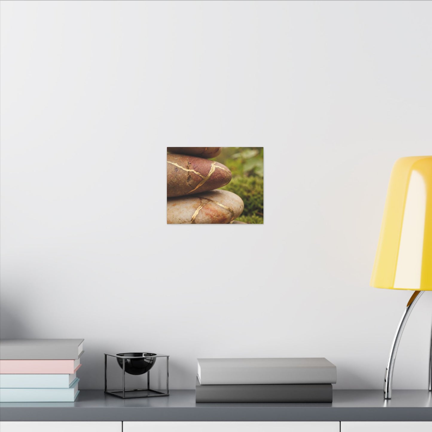 River Stones Summer Canvas Art | Kintsugi Healing Design