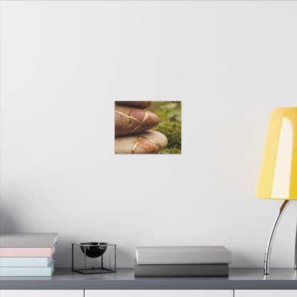 River Stones Summer Canvas Art | Kintsugi Healing Design