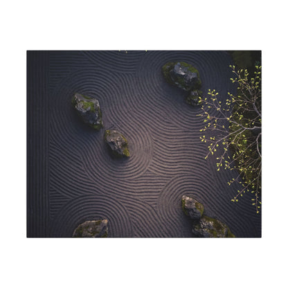 Dark Japandi Rock Garden in Dawn | Shadow Zen Canvas Art