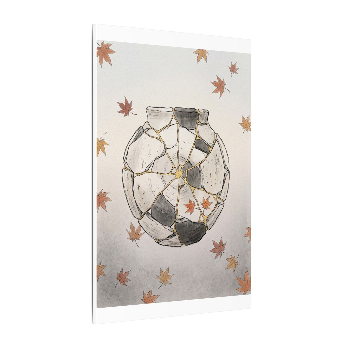 Japandi Broken Pottery in Dawn | Minimal Line Canvas Art