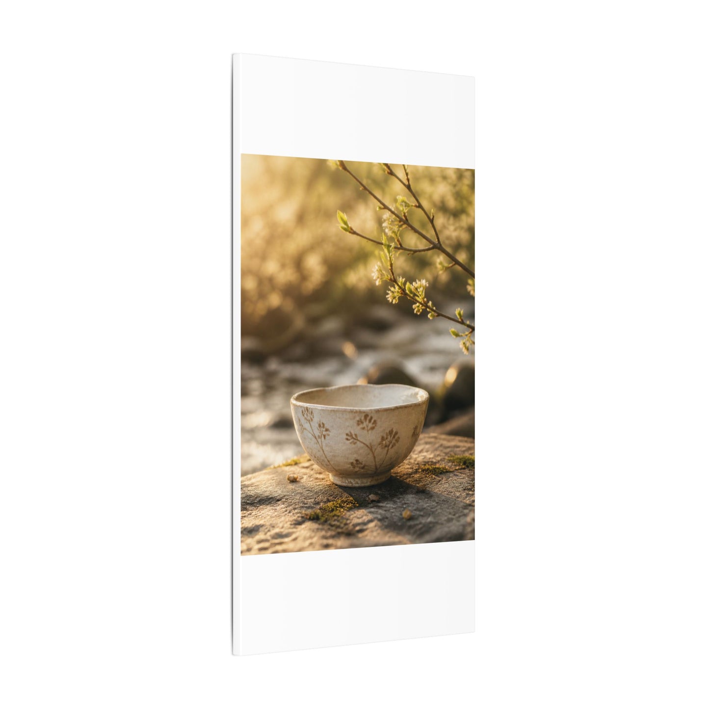 Neutral Ceramic Bowl Canvas Art - Japanese Pattern Japandi