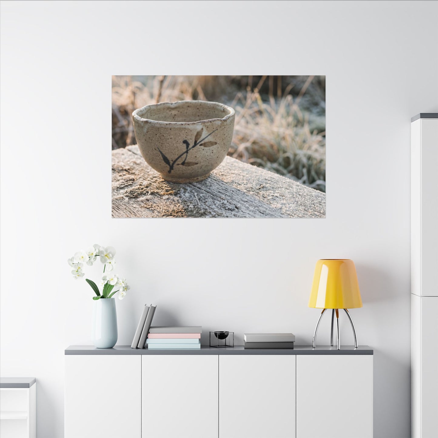 Golden Hour Ceramic Bowl Canvas Art - Japandi Ma