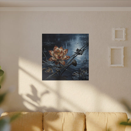 Winter Lotus Flower Broken Beauty Canvas Art | Healing Decor
