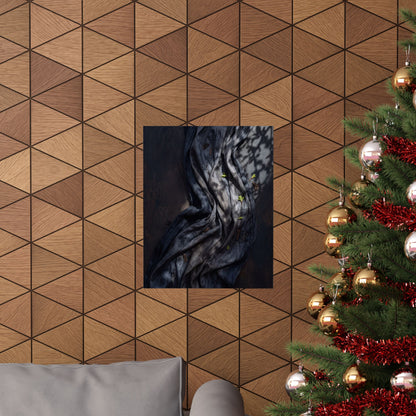 Dark Japandi Silk Drape in Dappled | Dark Texture Wall Art Print