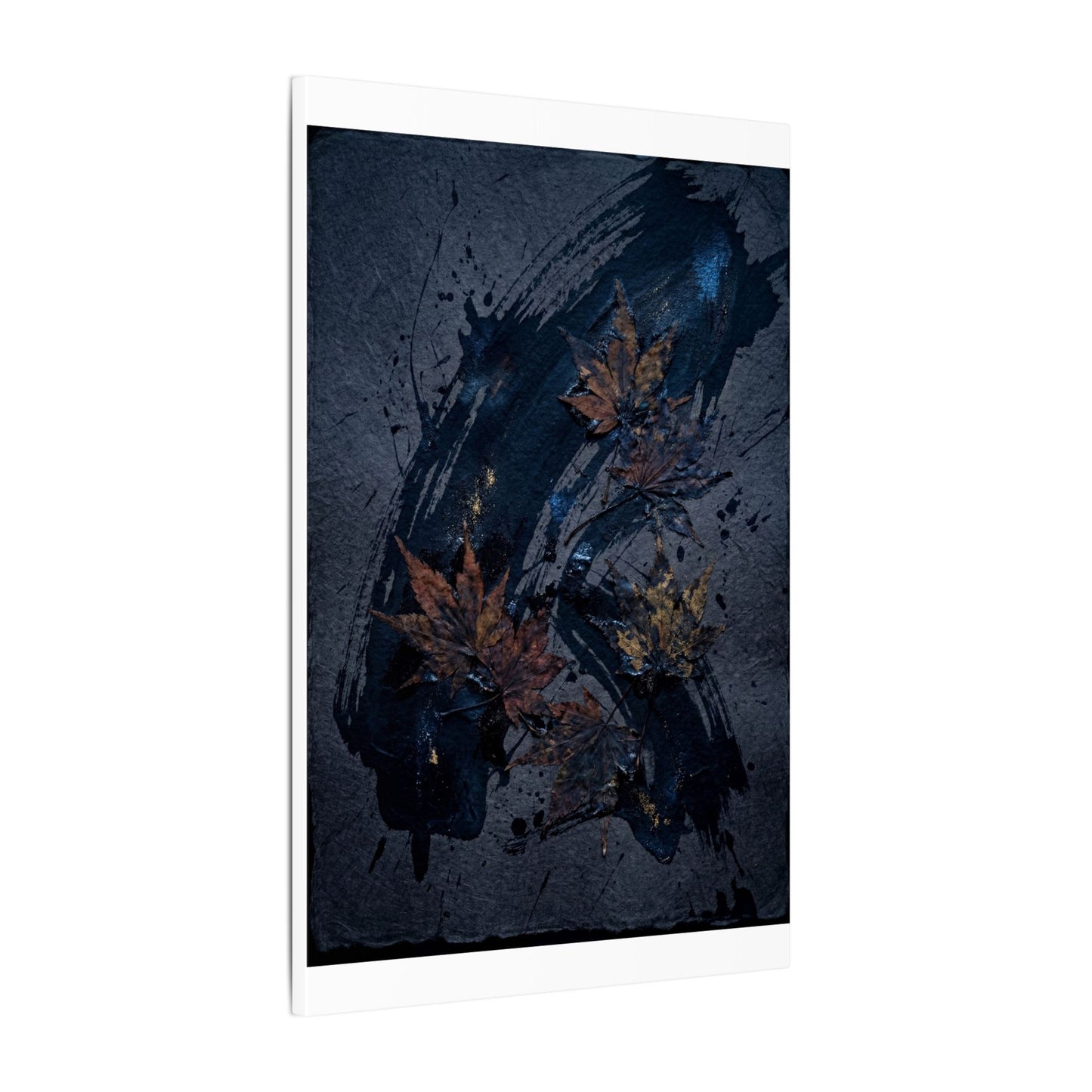 Sophisticated Ink Brushstroke Canvas Art - Dark Texture Dark Japandi