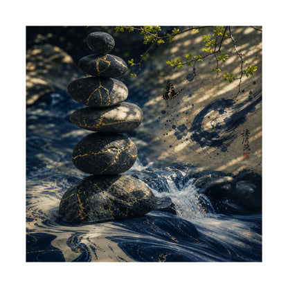River Stones Wall Art Print | Spring Kintsugi Broken Beauty Art