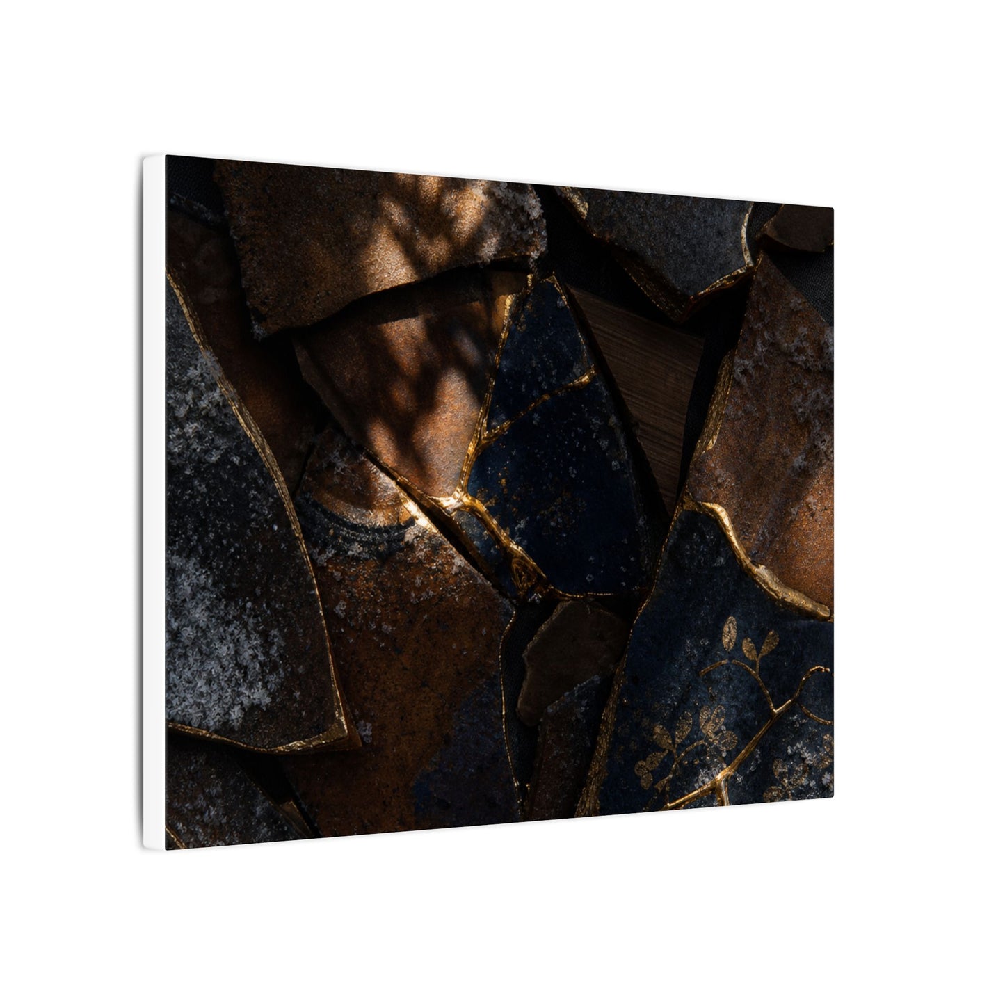 Fukinsei Broken Pottery Canvas Art - Dark Japandi Dark Texture