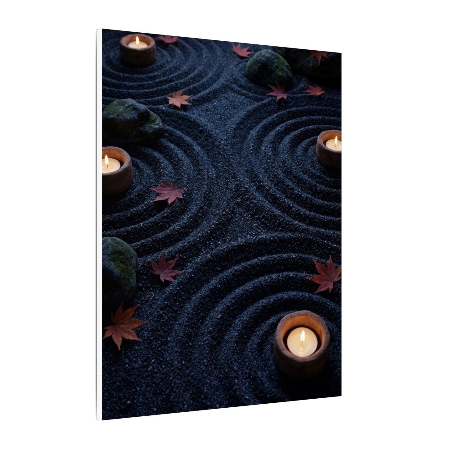 Seijaku Rock Garden Canvas Art - Dark Japandi Dark Texture
