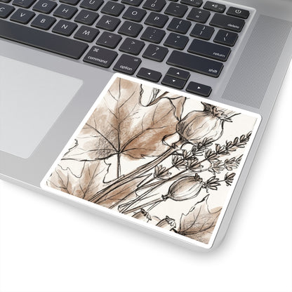 Autumn Dried Flowers Minimal Line Sticker | Elegant Decor
